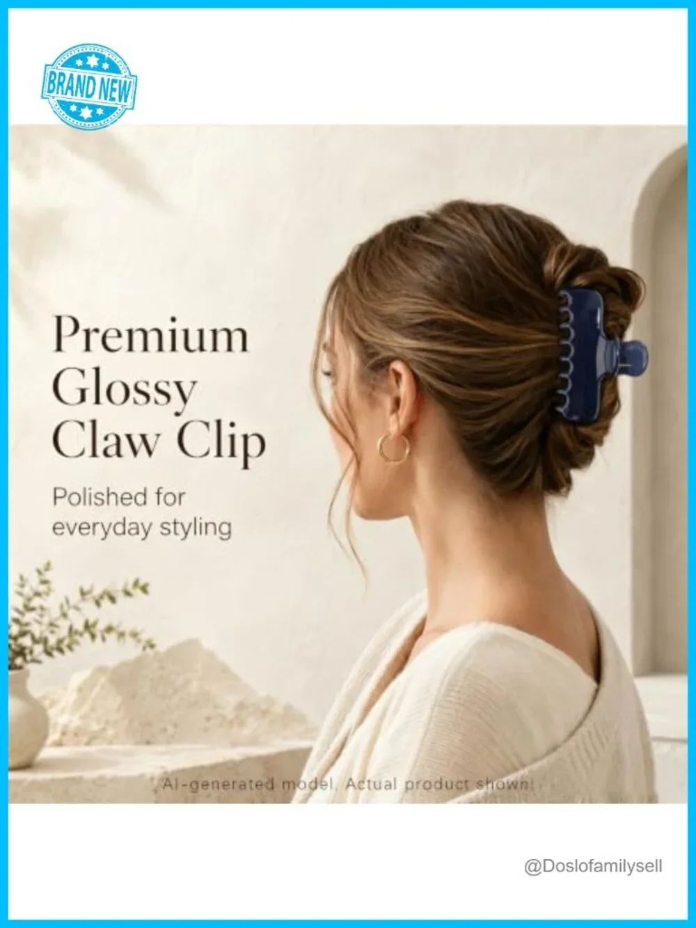 4 Inch Big Hair Claw Clips for Women, Non Slip Strong Hold Square Claw Clip,